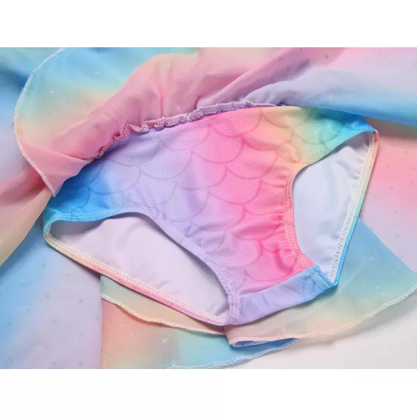 Zaclotre Girls Ballet Leotards Ruffle Sleeve Sparkle Dance Leotard Toddler Ballerina Dress OutfitsRainbow Mermaid