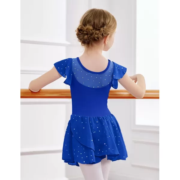 Zaclotre Girls Ballet Leotards Ruffle Sleeve Sparkle Dance Leotard Toddler Ballerina Dress OutfitsRoyal Blue