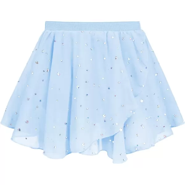 Zaclotre Girls Ballet Leotards Toddler Ruffle Sleeve Bow Back Dance Outfits Leotard with Removable Shinny Skirt ComboBlue