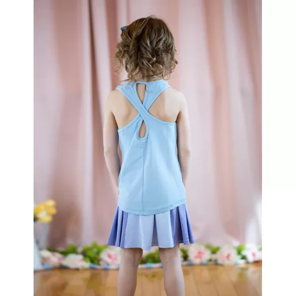 Zaclotre Girls Cross Back Hollow Tank Tops for Sports Workout Racerback Sleeveless Athletic ShirtsBlue