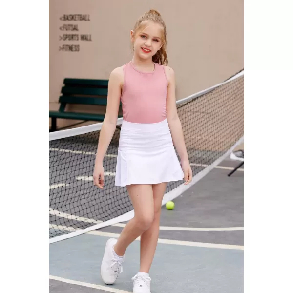 Zaclotre Girls Cross Back Hollow Tank Tops for Sports Workout Racerback Sleeveless Athletic ShirtsPink