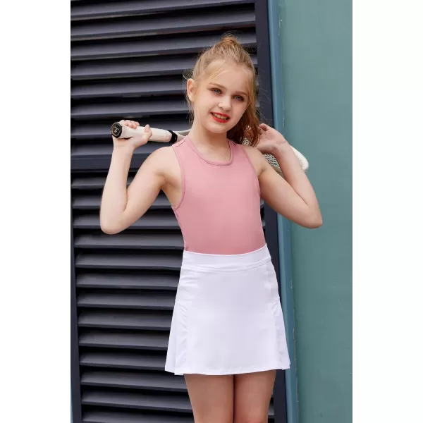 Zaclotre Girls Cross Back Hollow Tank Tops for Sports Workout Racerback Sleeveless Athletic ShirtsPink
