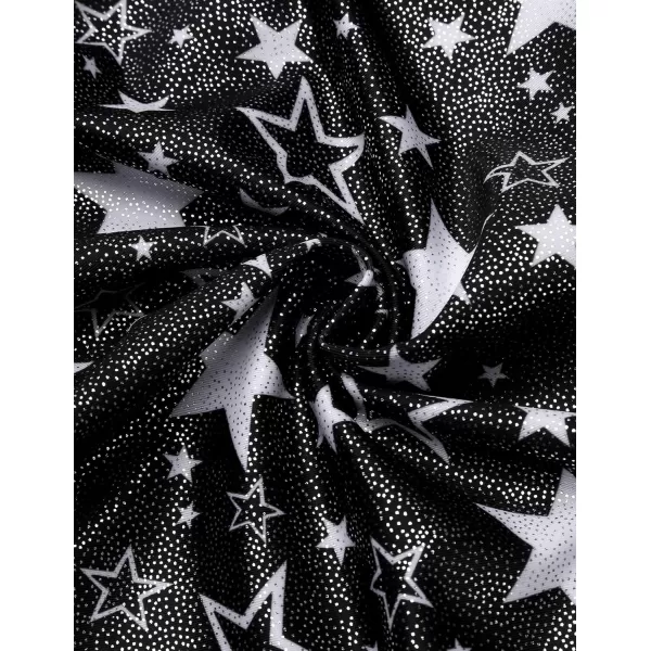 Zaclotre Girls Sparkling Stars Gymnastics Long Sleeve Leotards for Patriotic USA KidsBlackStar Print