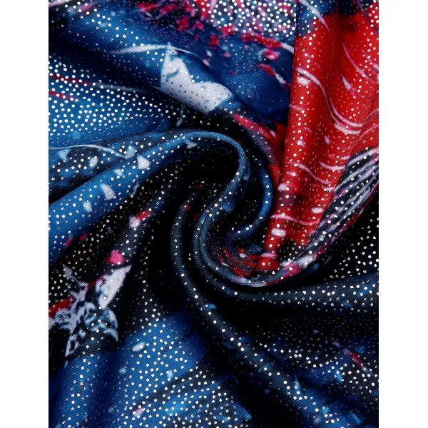 Zaclotre Girls Sparkling Stars Gymnastics Long Sleeve Leotards for Patriotic USA KidsFirework