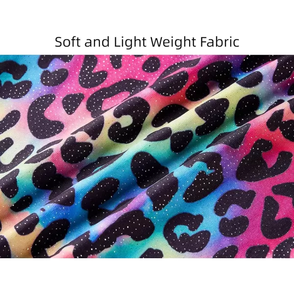 Zaclotre Girls Sparkling Stars Gymnastics Long Sleeve Leotards for Patriotic USA KidsMulticolor Leopard