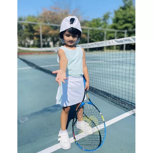 Zaclotre Girls Tennis Golf Dress Outfit Sleeveless Tank Top and Skorts Sets Sport Skirt with ShortsAqua Blue