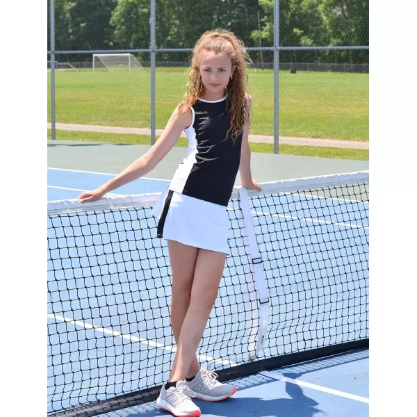 Zaclotre Girls Tennis Golf Dress Outfit Sleeveless Tank Top and Skorts Sets Sport Skirt with ShortsBlack