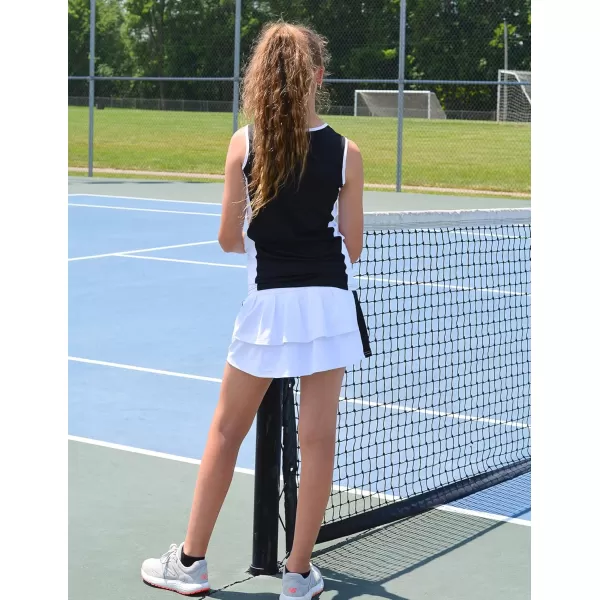 Zaclotre Girls Tennis Golf Dress Outfit Sleeveless Tank Top and Skorts Sets Sport Skirt with ShortsBlack