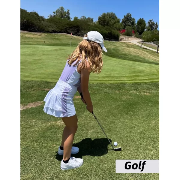 Zaclotre Girls Tennis Golf Dress Outfit Sleeveless Tank Top and Skorts Sets Sport Skirt with ShortsLight Purple