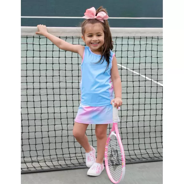 Zaclotre Girls Tennis Golf Dress Outfit Sleeveless Tank Top and Skorts Sets Sport Skirt with ShortsTie Dye 2