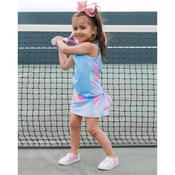 Zaclotre Girls Tennis Golf Dress Outfit Sleeveless Tank Top and Skorts Sets Sport Skirt with ShortsTie Dye 2