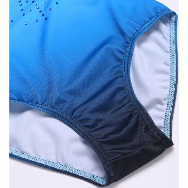 Zaclotre Gymnastics Leotards for Girls with Shorts Rainbow Star Leopard Toddler Kids Sparkly Dance Outfits BiketardGradient Blue