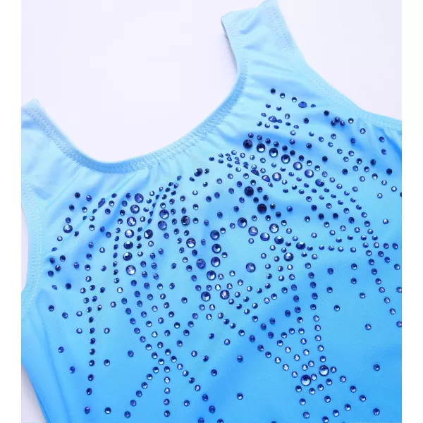 Zaclotre Gymnastics Leotards for Girls with Shorts Rainbow Star Leopard Toddler Kids Sparkly Dance Outfits BiketardGradient Blue