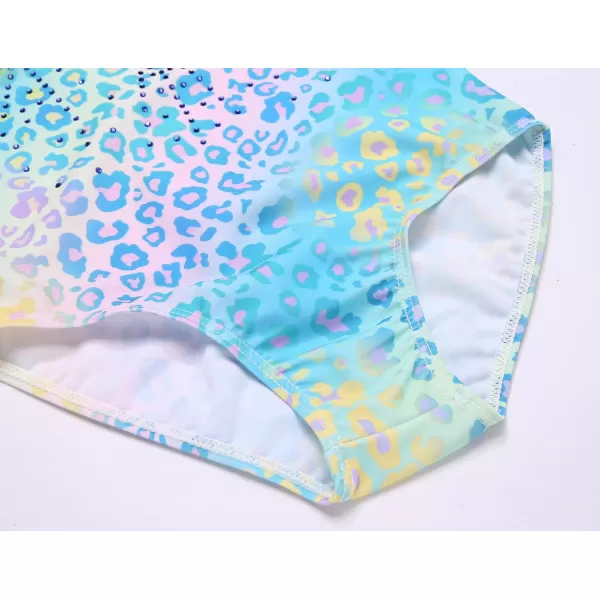 Zaclotre Gymnastics Leotards for Girls with Shorts Rainbow Star Leopard Toddler Kids Sparkly Dance Outfits BiketardMulticolor Leopard