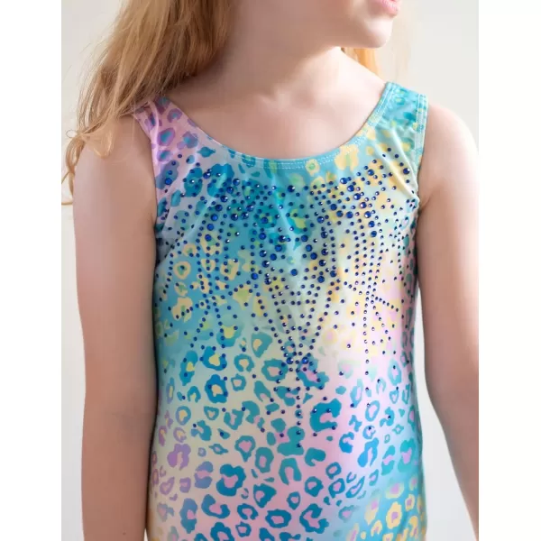 Zaclotre Gymnastics Leotards for Girls with Shorts Rainbow Star Leopard Toddler Kids Sparkly Dance Outfits BiketardMulticolor Leopard