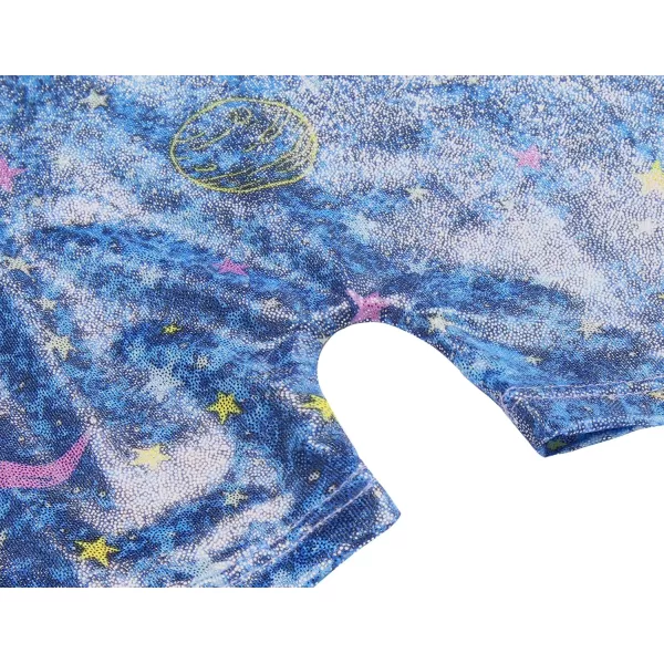 Zaclotre Gymnastics Leotards for Girls with Shorts Rainbow Star Leopard Toddler Kids Sparkly Dance Outfits BiketardNavy Starry