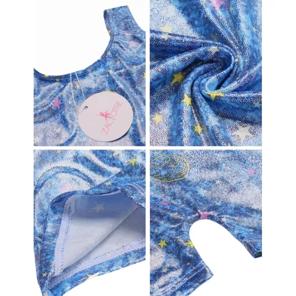 Zaclotre Gymnastics Leotards for Girls with Shorts Rainbow Star Leopard Toddler Kids Sparkly Dance Outfits BiketardNavy Starry