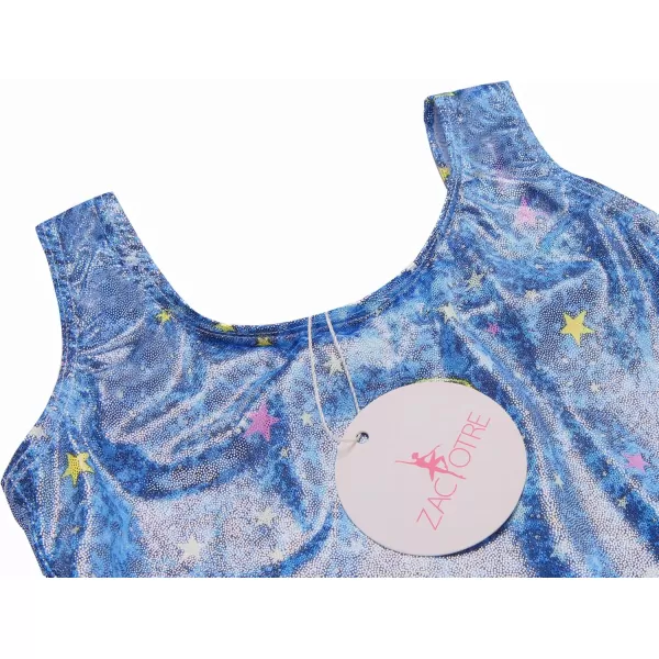 Zaclotre Gymnastics Leotards for Girls with Shorts Rainbow Star Leopard Toddler Kids Sparkly Dance Outfits BiketardNavy Starry