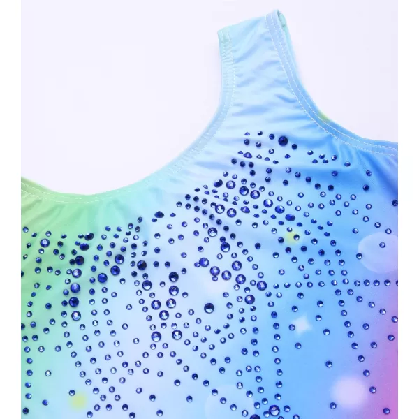 Zaclotre Gymnastics Leotards for Girls with Shorts Rainbow Star Leopard Toddler Kids Sparkly Dance Outfits BiketardShiny Rainbow