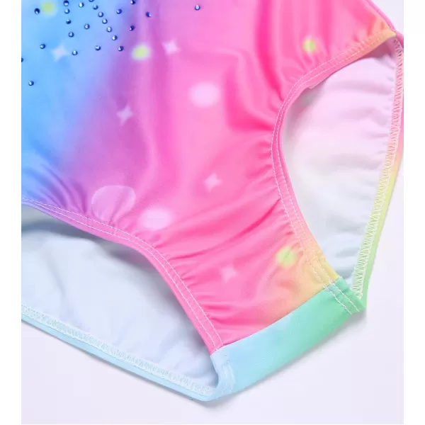 Zaclotre Gymnastics Leotards for Girls with Shorts Rainbow Star Leopard Toddler Kids Sparkly Dance Outfits BiketardShiny Rainbow