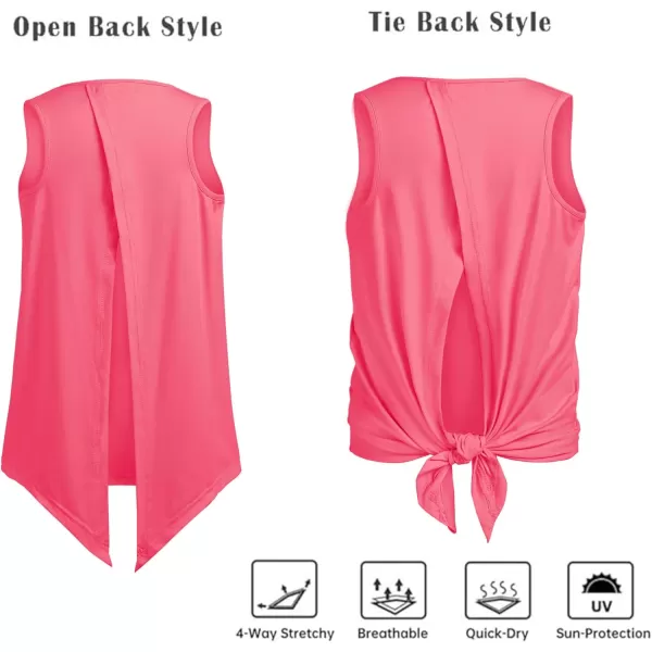 Zaclotre Kid Girls Athletic Tank Tops Open Tie Back Sleeveless Workout Running Tennis Sports Shirts 514YearsCoral Pink