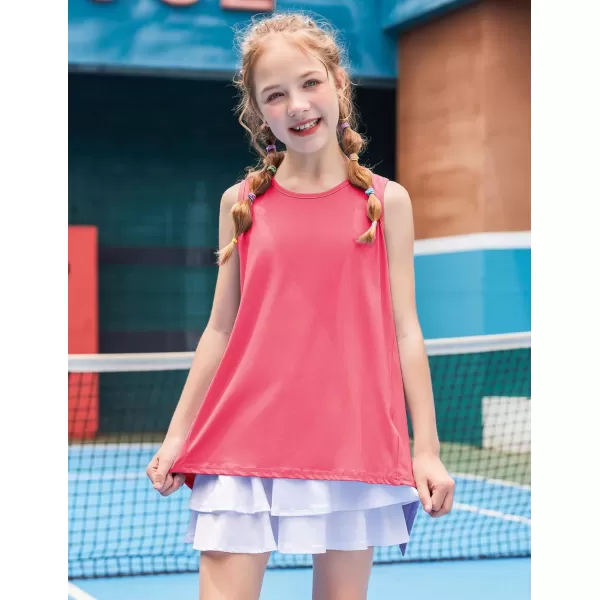 Zaclotre Kid Girls Athletic Tank Tops Open Tie Back Sleeveless Workout Running Tennis Sports Shirts 514YearsCoral Pink