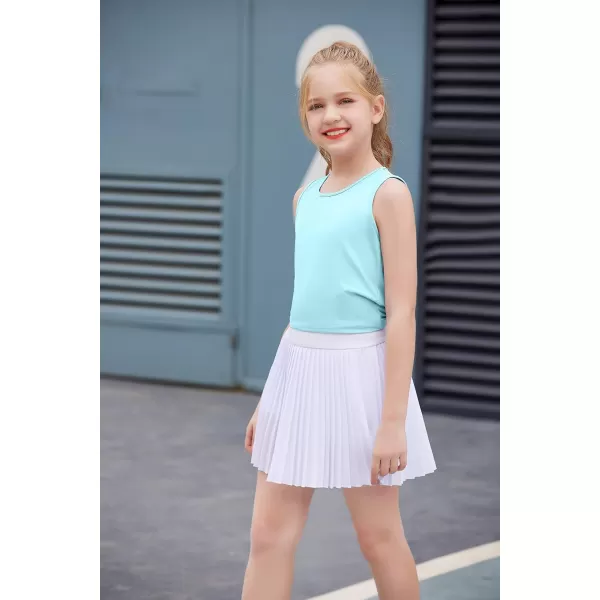 Zaclotre Kid Girls Athletic Tank Tops Open Tie Back Sleeveless Workout Running Tennis Sports Shirts 514YearsGreen Aqua
