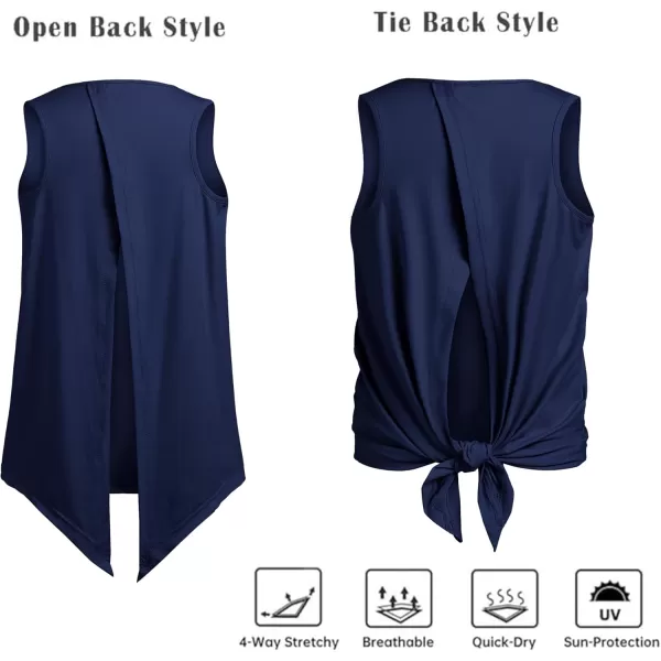 Zaclotre Kid Girls Athletic Tank Tops Open Tie Back Sleeveless Workout Running Tennis Sports Shirts 514YearsNavy Blue