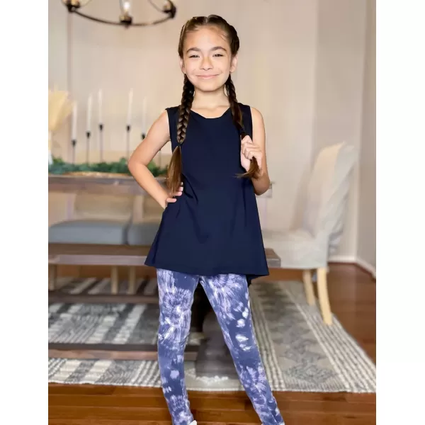 Zaclotre Kid Girls Athletic Tank Tops Open Tie Back Sleeveless Workout Running Tennis Sports Shirts 514YearsNavy Blue