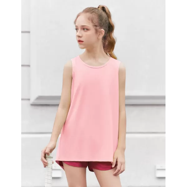Zaclotre Kid Girls Athletic Tank Tops Open Tie Back Sleeveless Workout Running Tennis Sports Shirts 514YearsPink
