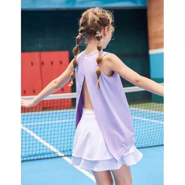 Zaclotre Kid Girls Athletic Tank Tops Open Tie Back Sleeveless Workout Running Tennis Sports Shirts 514YearsPurple