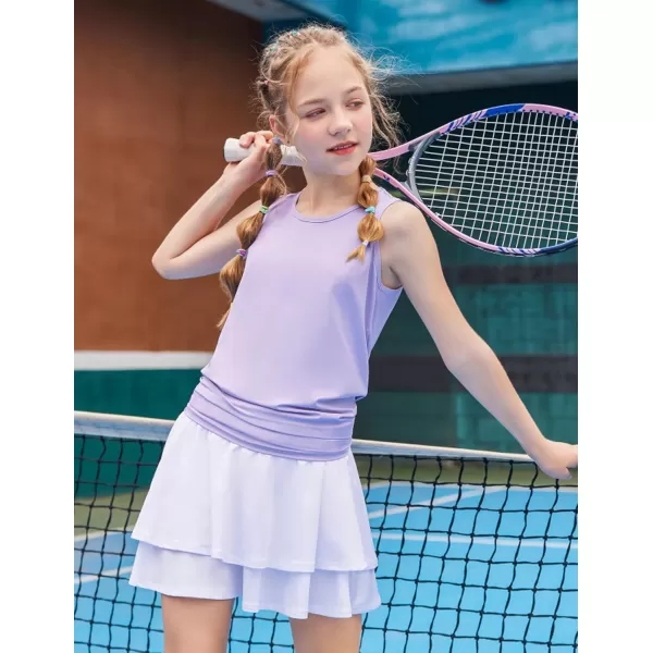 Zaclotre Kid Girls Athletic Tank Tops Open Tie Back Sleeveless Workout Running Tennis Sports Shirts 514YearsPurple