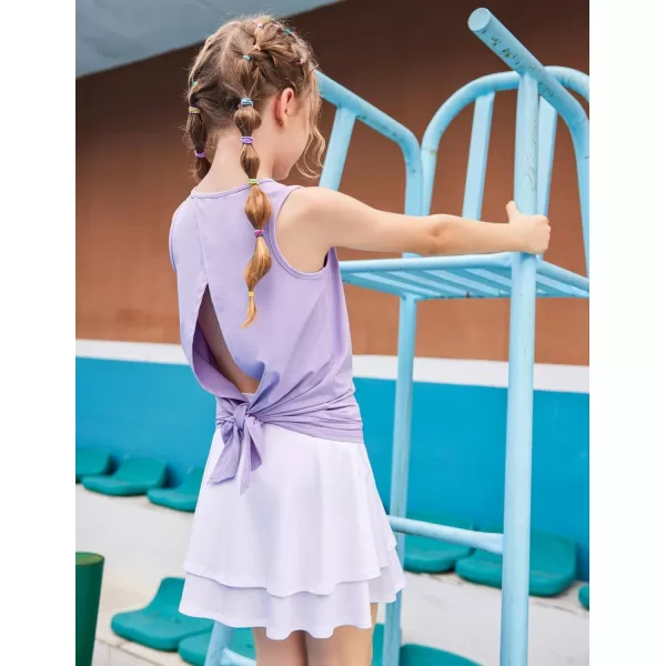Zaclotre Kid Girls Athletic Tank Tops Open Tie Back Sleeveless Workout Running Tennis Sports Shirts 514YearsPurple