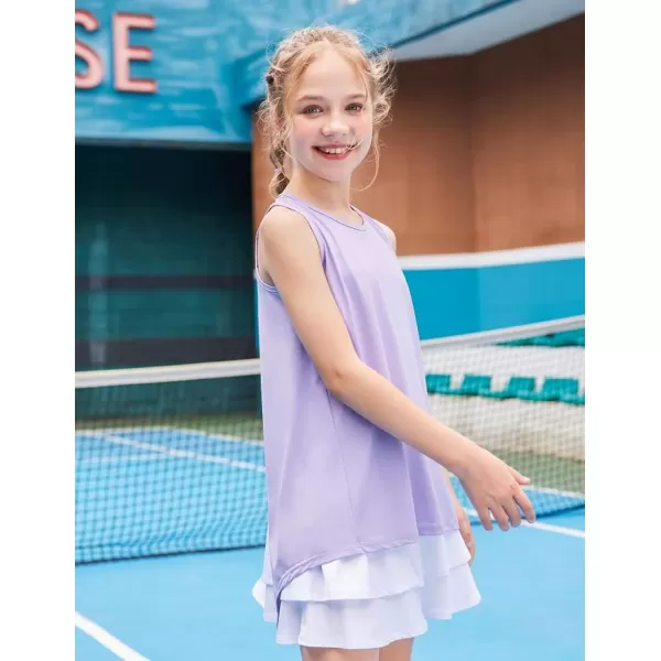 Zaclotre Kid Girls Athletic Tank Tops Open Tie Back Sleeveless Workout Running Tennis Sports Shirts 514YearsPurple