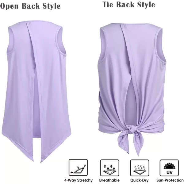 Zaclotre Kid Girls Athletic Tank Tops Open Tie Back Sleeveless Workout Running Tennis Sports Shirts 514YearsPurple
