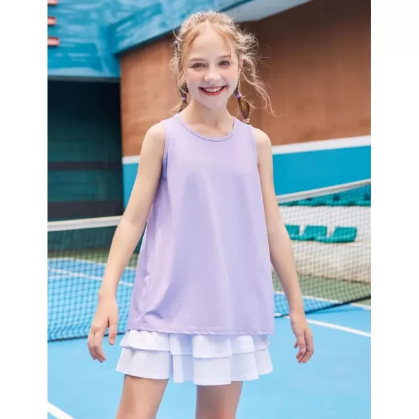 Zaclotre Kid Girls Athletic Tank Tops Open Tie Back Sleeveless Workout Running Tennis Sports Shirts 514YearsPurple