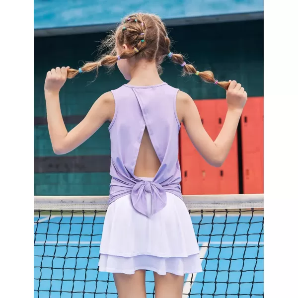 Zaclotre Kid Girls Athletic Tank Tops Open Tie Back Sleeveless Workout Running Tennis Sports Shirts 514YearsPurple