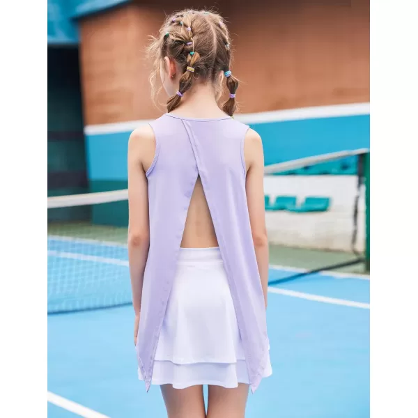 Zaclotre Kid Girls Athletic Tank Tops Open Tie Back Sleeveless Workout Running Tennis Sports Shirts 514YearsPurple