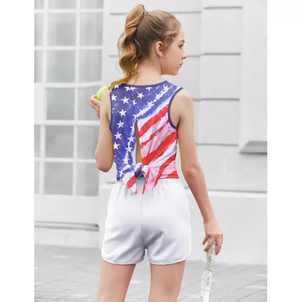 Zaclotre Kid Girls Athletic Tank Tops Open Tie Back Sleeveless Workout Running Tennis Sports Shirts 514YearsStars