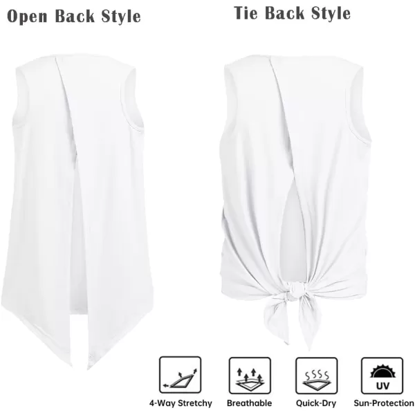 Zaclotre Kid Girls Athletic Tank Tops Open Tie Back Sleeveless Workout Running Tennis Sports Shirts 514YearsWhite