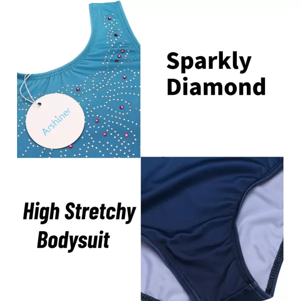 Zaclotre Kid Girls Gymnastic Leotard Sparkly Diamond Color Gradient Ballet Dance One Piece OutfitGreen