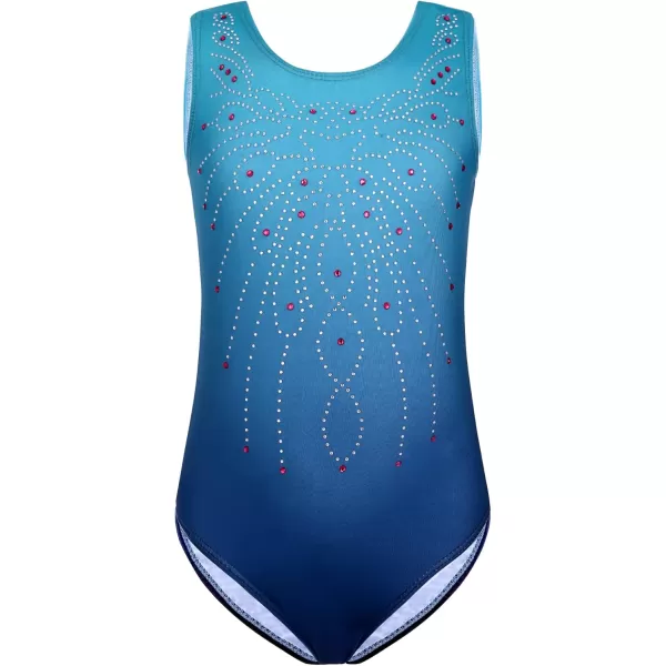 Zaclotre Kid Girls Gymnastic Leotard Sparkly Diamond Color Gradient Ballet Dance One Piece OutfitGreen