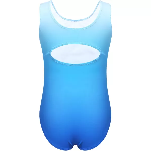 Zaclotre Kid Girls Gymnastic Leotard Sparkly Diamond Color Gradient Ballet Dance One Piece OutfitLight Blue