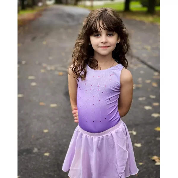 Zaclotre Kid Girls Gymnastic Leotard Sparkly Diamond Color Gradient Ballet Dance One Piece OutfitLight Purple