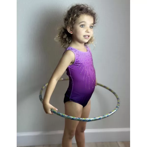 Zaclotre Kid Girls Gymnastic Leotard Sparkly Diamond Color Gradient Ballet Dance One Piece OutfitPurple