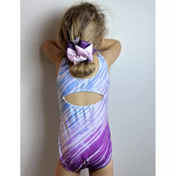Zaclotre Kid Girls Gymnastic Leotard Sparkly Diamond Color Gradient Ballet Dance One Piece OutfitPurple Stripes