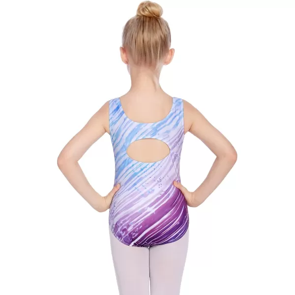 Zaclotre Kid Girls Gymnastic Leotard Sparkly Diamond Color Gradient Ballet Dance One Piece OutfitPurple Stripes