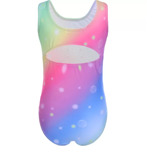 Zaclotre Kid Girls Gymnastic Leotard Sparkly Diamond Color Gradient Ballet Dance One Piece OutfitRainbow