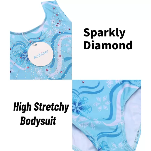Zaclotre Kid Girls Gymnastic Leotard Sparkly Diamond Color Gradient Ballet Dance One Piece OutfitSnow Blue