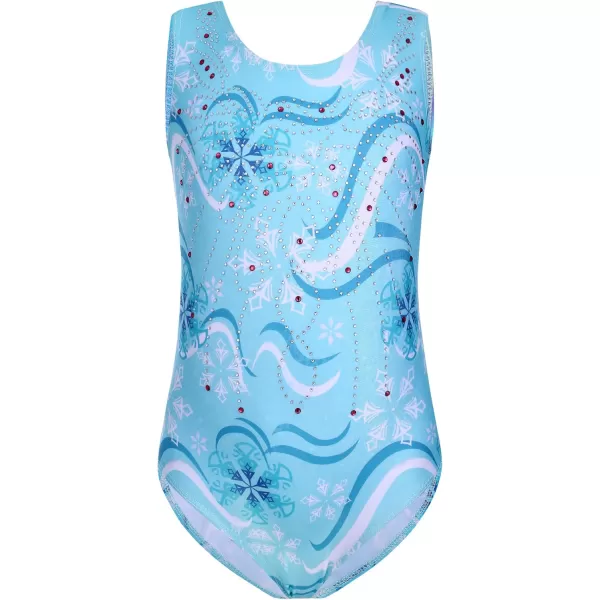 Zaclotre Kid Girls Gymnastic Leotard Sparkly Diamond Color Gradient Ballet Dance One Piece OutfitSnow Blue